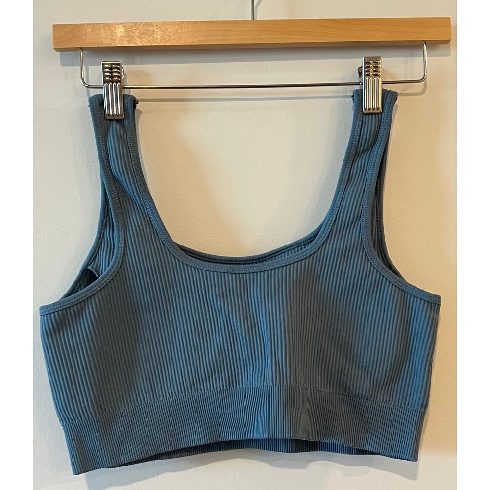 Women's Ribbed Support Sport Bra Sleeveless Blue Size Large NWOT - Picture 4 of 6